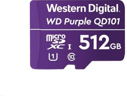 WD Purple SC QD101 WDD512G1P0C - Paměťová karta flash - 512 GB - UHS-I U1 / Class10 - microSDXC UHS-I - purpurová