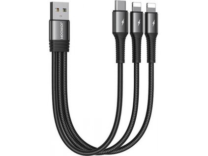 Kabel USB Joyroom S-01530G10 3v1 USB-C / 2x Lightning 3,5A 0,15 m (černý)