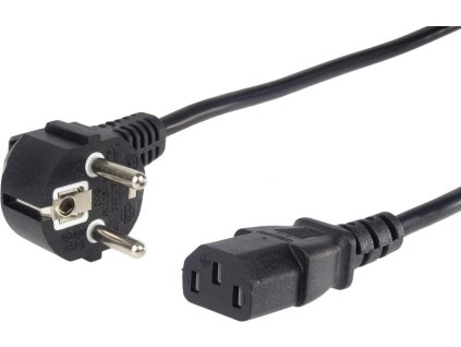 PremiumCord - Elektrický kabel - IEC 60320 C13 do CEE 7/7 (M) - AC 230 V - 5 m - levý úhlový konektor - černá