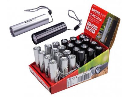 Svítilna Flashlight NX1051, 50 lm, USB nabíjení, černá/stříbrná 77x19 mm