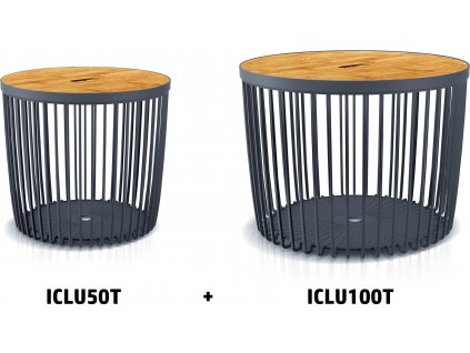 Set Prosperplast 2 univerzálních košů CLUBO s bambusovými víky 50+100l antracit