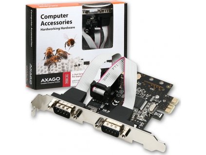 AXAGON PCEA-S2, PCIe adaptér - 2x sériový port (RS232), vč. LP