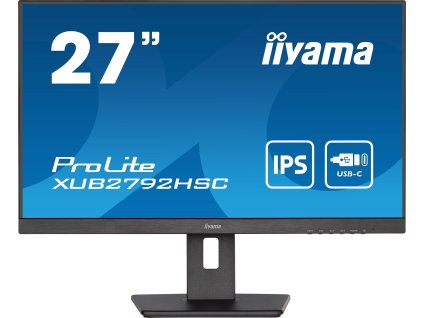 iiyama ProLite XUB2792HSC-B5 - LED monitor - 27" - 1920 x 1080 Full HD (1080p) @ 75 Hz - IPS - 250 cd/m2 - 1000:1 - 4 ms - HDMI, DisplayPort, USB-C - reproduktory - černá, matná