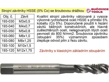 Strojní závitník M4x0,7 HSSE šroubová drážka Co 5%