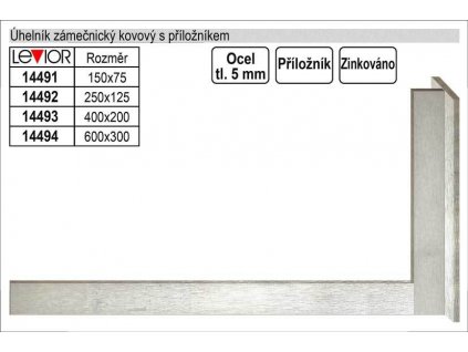 Úhelník zámečnický kovový příložný 300x600mm