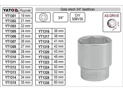 Nástavec 3/4" 21 mm šestihranný