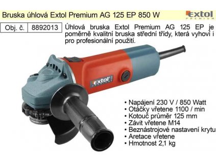 Bruska úhlová, 850W, 125mm, AG 125 EP EXTOL-PREMIUM