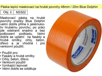 Páska lepící maskovací na hrubé povrchy 48mm/20m oranžová Blue Dolphin