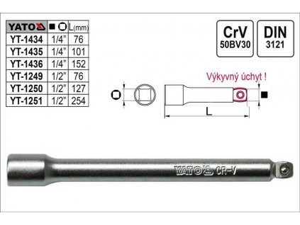 Nástavec 1/4" prodlužovací 76 mm odchylný