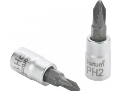 hlavice zástrčná šroubovák PH2, 1/4", PH 2, L 37mm, CrV/S2, FORTUM