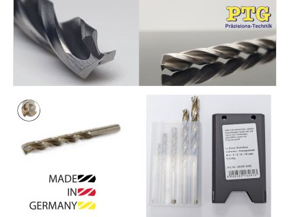 PTG PROFILINE Vrtáky do kovu HSS-Co5 cobaltový, 3 břité , 4-10mm, sada 5ks