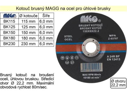 Kotouč brusný na ocel MAGG 125x6