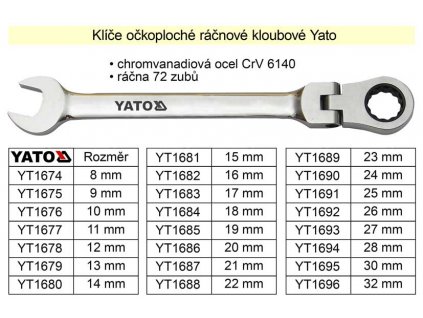 YATO Ráčnový klíč očkoplochý s kloubem 18mm