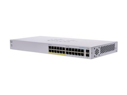 Cisco Business 110 Series 110-24PP - Přepínač - neřízený - 12 x 10/100/1000 (PoE) + 12 x 10/100/1000 + 2 x kombinace Gigabit SFP - desktop, Lze montovat do rozvaděče, pro připevnění na zeď - PoE (100 W)