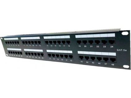 UTP patch panel OPTIX  Cat.5E, 48 port, 2U, black