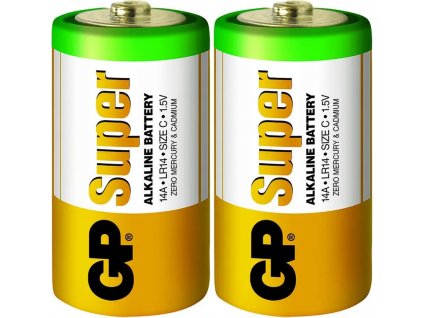 baterie GP SUPER alkalická C LR14 (2ks) folie