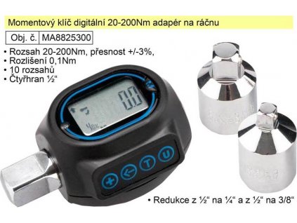 Momentový klíč digitální 20-200Nm adapér na ráčnu 8825300