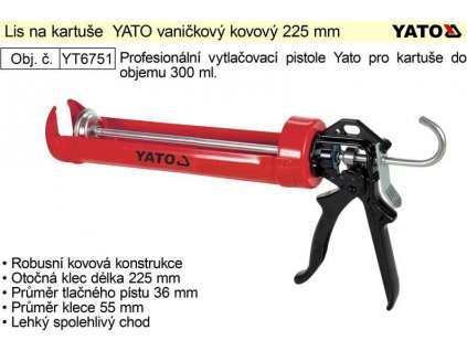 YATO Lis na kartuše vaničkový kovový, pistole vytlačovací