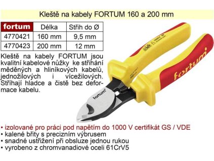 Kleště na kabely Fortum 160 mm