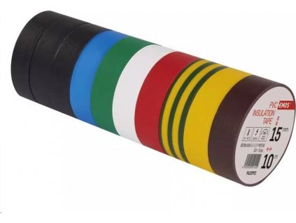 Izolační pásky elektrikářské PVC 15mm délka 10m barevné balení 10 ku