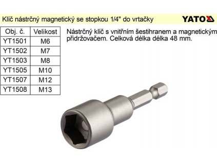 Klíč nástavec nástrčný M10 magnetický se stopkou 1/4" do vrtačky