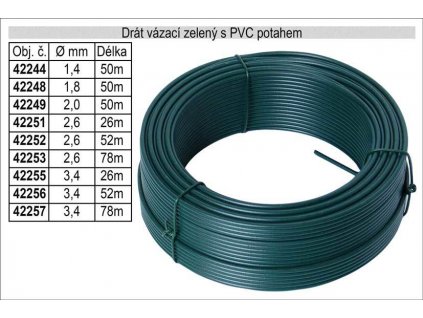 Drát napínací s PVC potahem 3,4mm délka 78m