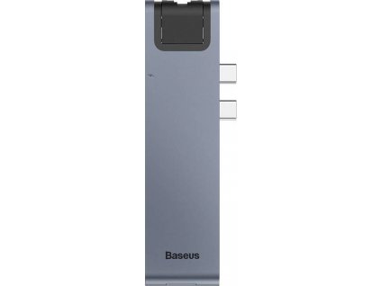 Baseus HUB pro MacBook Pro 2* USB-C 7v1 (2* USB 3.0, USB-C PD, 4KHDMI, RJ45, microSD/SD čtečka karet), šedá