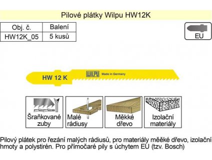 Pilové plátky Wilpu HW12-K balení 5 kusů (Euro úchyt)
