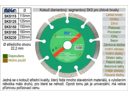 Kotouč diamantový segmentový pro úhlové brusky SKS230