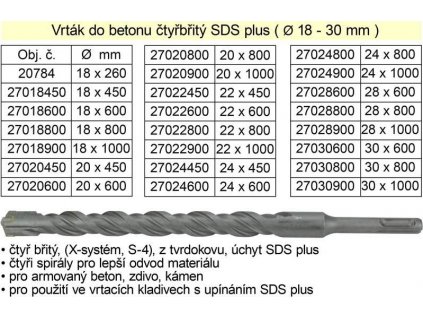 Vrták do betonu čtyřbřitý SDS plus 24x 450mm