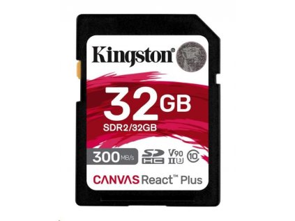 Kingston Canvas React Plus - Paměťová karta flash - 32 GB - Video Class V90 / UHS-II U3 / Class10 - SDXC UHS-II