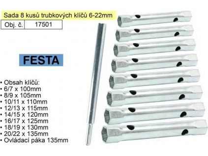 Klíče trubkové 6-22mm Festa 17501 sada 8 kusů