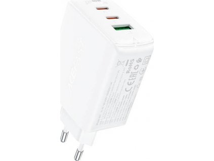 Nástěnná nabíječka Acefast A41 , 2x USB-C + USB, GaN 65W (bílá)