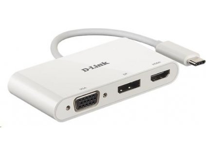 D-Link DUB-V310 - Video adaptér - 24 pin USB-C s piny (male) do HD-15 (VGA), HDMI, DisplayPort se zdířkami (female) - 11 cm - podporuje 4K