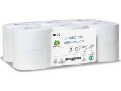 Toaletní papír Mini Jumbo role 19cm 2vrstvy bílý - 12ks