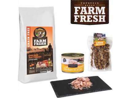 Balíček pro štěňata Farm Fresh Chicken and Turkey Active/Puppy Grain Free 2kg B2B
