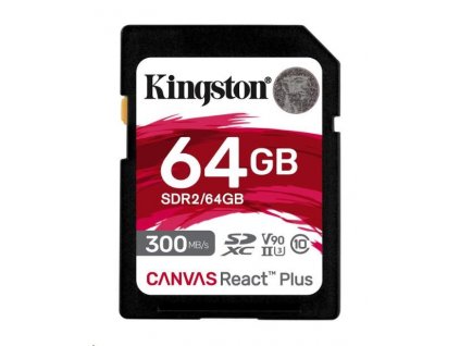 Kingston Canvas React Plus - Paměťová karta flash - 64 GB - Video Class V90 / UHS-II U3 / Class10 - SDXC UHS-II