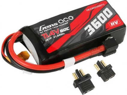Gens ace 3600mAh 11,4V 3S1P 60C Vysokonapěťový Lipo Battery Pack s XT60/T-zástrčkou