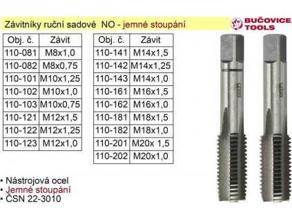 Závitníky ruční sadové M12x1,0 NO jemný závit