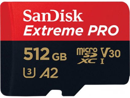 SanDisk Extreme Pro - Paměťová karta flash (adaptér microSDXC na SD zahrnuto) - 512 GB - A2 / Video Class V30 / UHS-I U3 / Class10 - microSDXC UHS-I