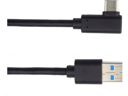 PREMIUMCORD Kabel USB typ C/M zahnutý konektor 90° - USB 3.0 A/M, 1m