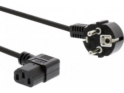 PremiumCord Kabel síťový 230V k počítači 5m, IEC konektor do úhlu 90°