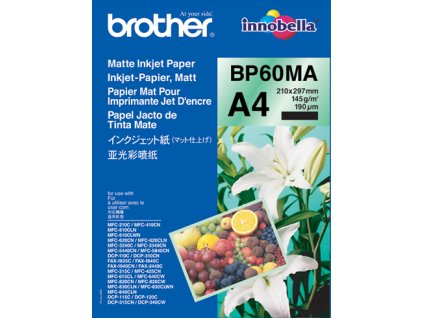 Brother BP60MA Matte Inkjet Paper - Matný - A4 (210 x 297 mm) - 145 g/m2 - 25 listy papír - pro Brother DCP-J1140, J1200, J1800, J4140, J926, J981, MFC-J2340, J3540, J3940, J4335, J739