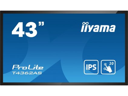 iiyama ProLite T4362AS-B1 - 43" Třída úhlopříčky (42.5" zobrazitelný) displej LCD s LED podsvícením - interaktivní digital signage - s dotyková obrazovka (multi touch) - Android - 4K UHD (2160p) 3840 x 2160 - černá, matný povrch