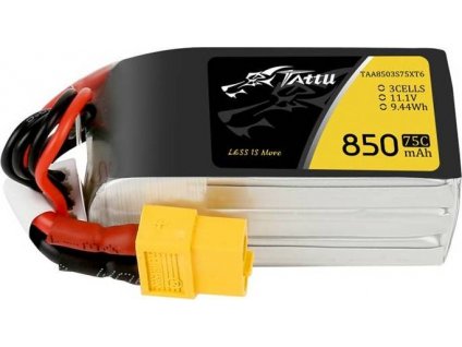 Baterie Tattu 850mAh 11,1V 75C 3S1P Konektor XT60