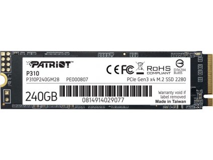 PATRIOT P310 240GB SSD / Interní / M.2 PCIe Gen3 x4 NVMe 1.3 / 2280
