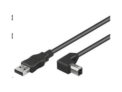 PREMIUMCORD Kabel USB 2.0 A-B propojovací 3m - zahnutý B konektor 90°