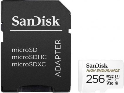 SanDisk High Endurace/micro SDXC/256GB/100MBps/Class 10/+ Adaptér/Bílá