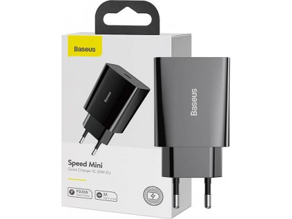 Baseus Speed Mini Quick Charger, USB-C, PD, 3A, 20W (černá)