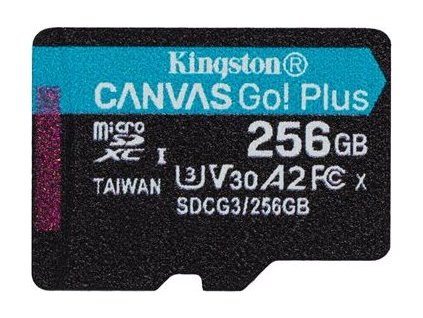 Kingston Canvas Go! Plus - Paměťová karta flash - 256 GB - A2 / Video Class V30 / UHS-I U3 / Class10 - microSDXC UHS-I